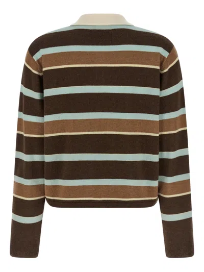 Guest In Residence Womens Chestnut Combo Cropped Striped Cashmere Rugby Shirt In Brown