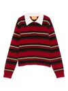 Guest In Residence Cropped Striped Cashmere Polo Shirt In Red