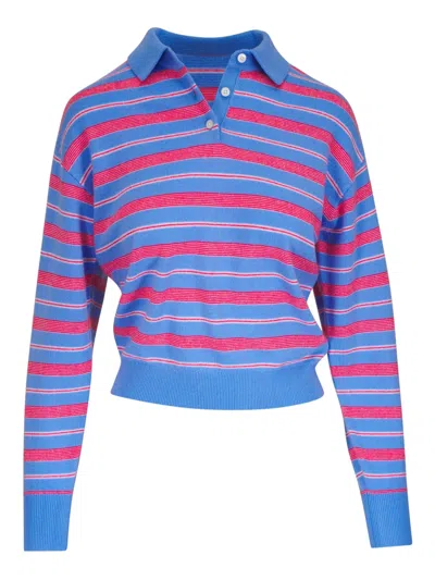Guest In Residence Striped Polo Sweater In Blue