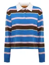 Guest In Residence Cropped Stripe Rugby Sweater In Multi
