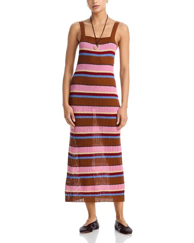 Guest In Residence Striped Ribbed Dress In Brown