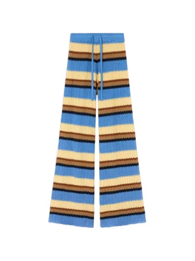 Guest In Residence Striped Ribbed-knit Palazzo Pants In Blue