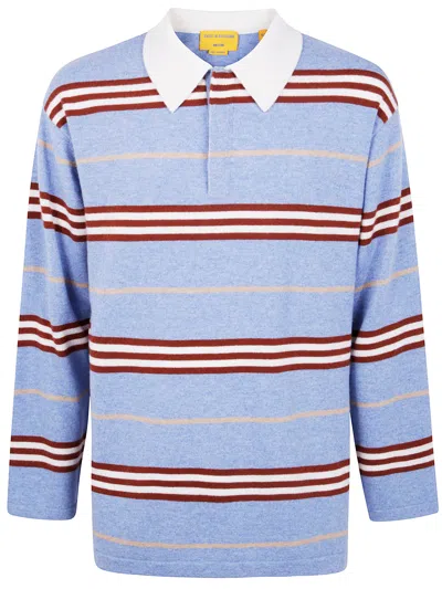 GUEST IN RESIDENCE STRIPED RUBGY POLO SHIRT,U32010JM HRBCO HEATHER BLUE COMBO