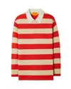 Guest In Residence Cashmere Long-sleeve Striped Rugby Top In Dune/true Red Stripe