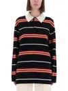 Guest In Residence "striped Rugby" Polo Shirt In Black