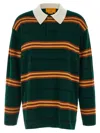 Guest In Residence Striped Rugby Sweater With Classic Collar And Luxurious Cashmere In Multi