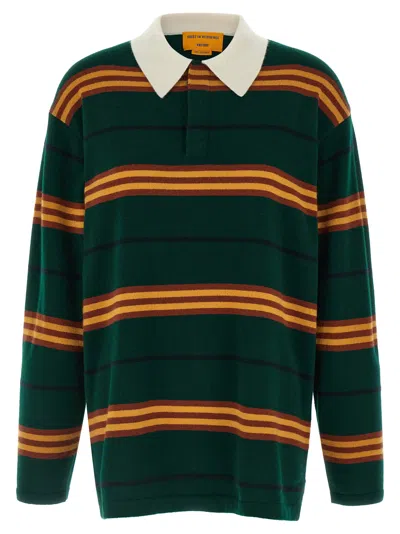 Guest In Residence Striped Rugby Polo Shirt In Green