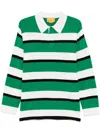 Guest In Residence Striped Cashmere Rugby Polo In Green