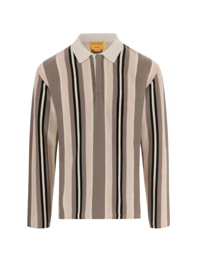 Guest In Residence Multicolored Vertical Striped Cashmere Polo Shirt In Neutral