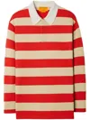 Guest In Residence Cashmere Long-sleeve Striped Rugby Top In Red