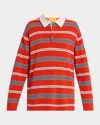 Guest In Residence Cashmere Striped Rugby Shirt In Bright Red
