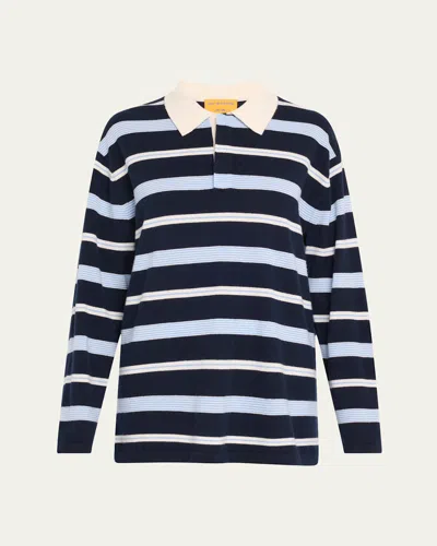 Guest In Residence Striped Rugby Shirt In Navy