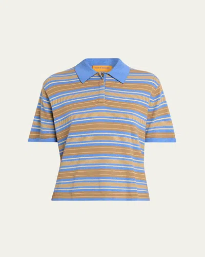 Guest In Residence Striped Short-sleeve Rugby Polo In Red