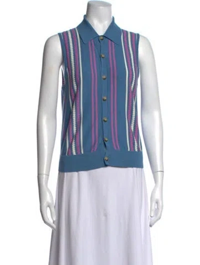 Pre-owned Guest In Residence Striped Sweater In Blue