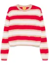 Guest In Residence Grizzly Stripe Crew In Cashmere True Red Combo In Neutrals
