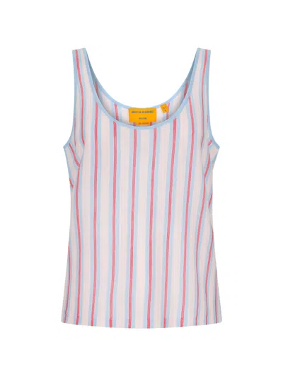 Guest In Residence Fine Stripe Cashmere Tank Top In Blue
