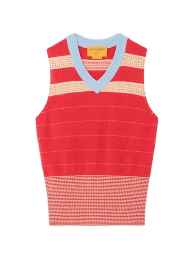 Guest In Residence Collegiate Stripe Vest In Red