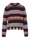 Guest In Residence Western Fringed Striped Wool And Cashmere-blend Sweater In Brown