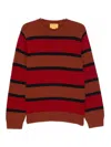 Guest In Residence Striped Cashmere Crew Neck Sweater In Brown