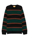 Guest In Residence Striped Cashmere Crew Neck Sweater In Black