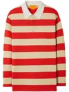 Guest In Residence Cashmere Long-sleeve Striped Rugby Top In Dune True Red Stripe