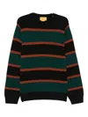 Guest In Residence Stripe Cashmere Crew Sweater Black Combo In Black