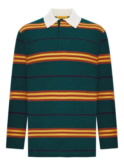 Guest In Residence Striped-pattern Long-sleeve Polo Shirt In Animal Print