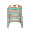 Guest In Residence Cropped Striped Cashmere Polo Shirt In Multi