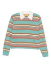 Guest In Residence Cropped Striped Cashmere Polo Shirt In Blue