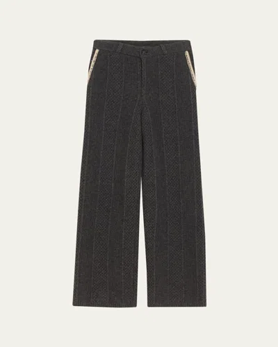 Guest In Residence Tailored Cable Wool-cashmere Trousers In Black