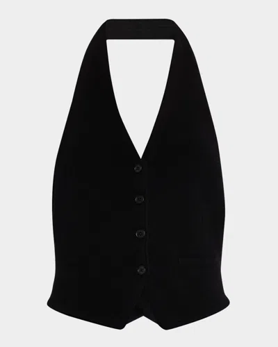 Guest In Residence Tailored Cashmere Halter Vest In Black
