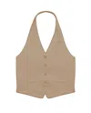 Guest In Residence Tailored Halter Vest In Brown