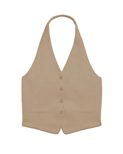 Guest In Residence Tailored Halter Vest In Brown
