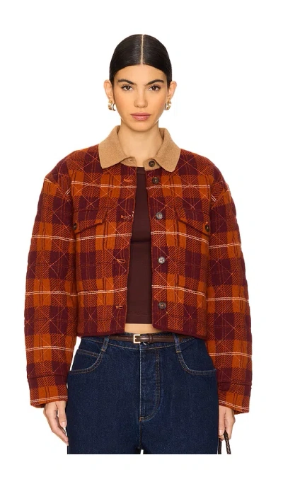 Guest In Residence Tartan Cropped Cashmere Jacket In Plum Combo