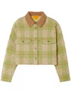 Guest In Residence Tartan Cropped Jacket In Nude