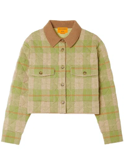 Guest In Residence Tartan Cropped Jacket In Matcha Combo