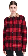 Guest In Residence Tartan Industry Jacket In Cashmere Blend True Red Combo In True Red Combo