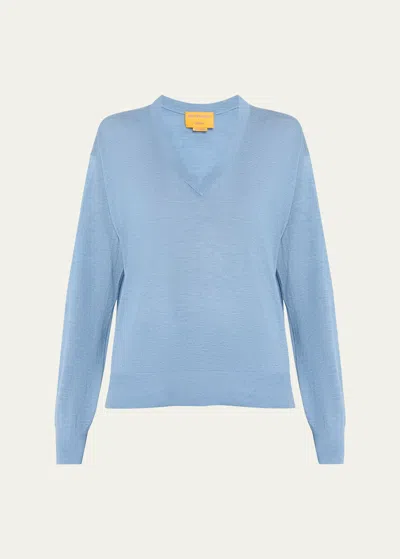 Guest In Residence The Airy V-neck Cashmere Sweater In Denim Blue