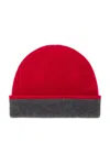 Guest In Residence The Inside Out! Reversible Two-tone Ribbed Cashmere Beanie In True Red & Charcoal