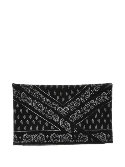 Guest In Residence Triangular Paisley Print Pure Cashmere Scarf In Black