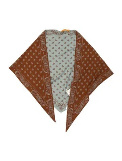 Pre-owned Guest In Residence The Wild Rag Paisley Print Bandana W/ Tags In Blue/brown