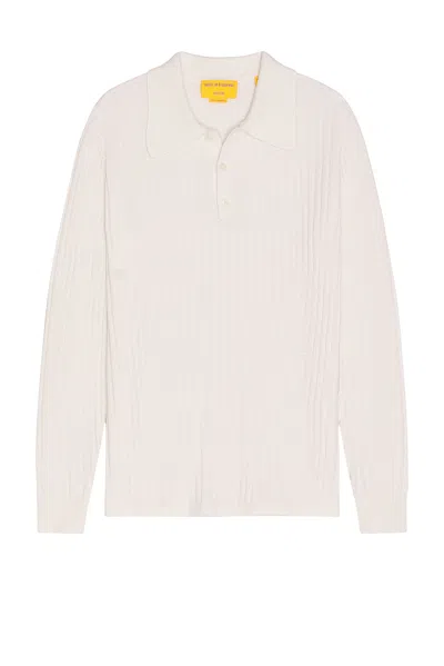 Guest In Residence Theo Waffle Long Sleeve Polo In Cream