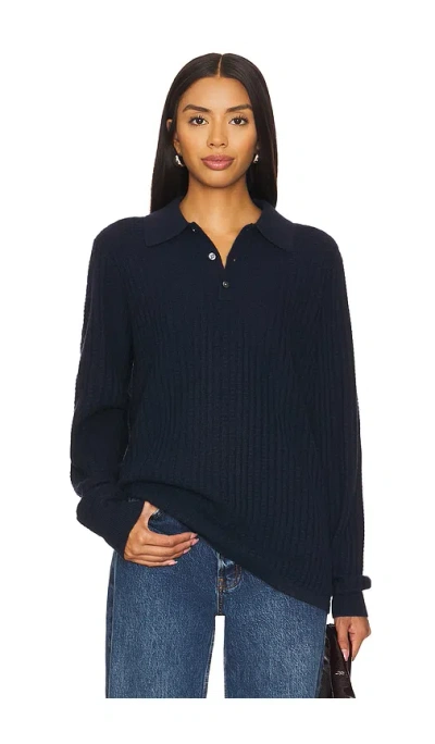 GUEST IN RESIDENCE THEO WAFFLE POLO CASHMERE TOP