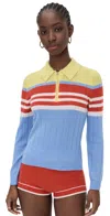Guest In Residence Track Polo Cashmere Sweater In French Blue Combo