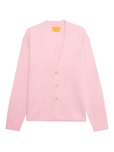 Guest In Residence V-neck Buttoned Cardigan In Pink