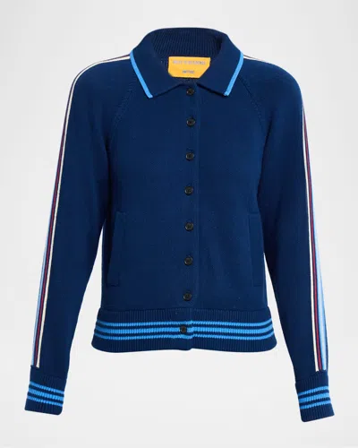 Guest In Residence Varsity Cashmere-cotton Jacket In Blue
