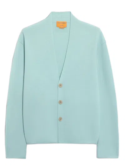 Guest In Residence V-neck Cashmere Sweater With Button Fastening Size S In Green