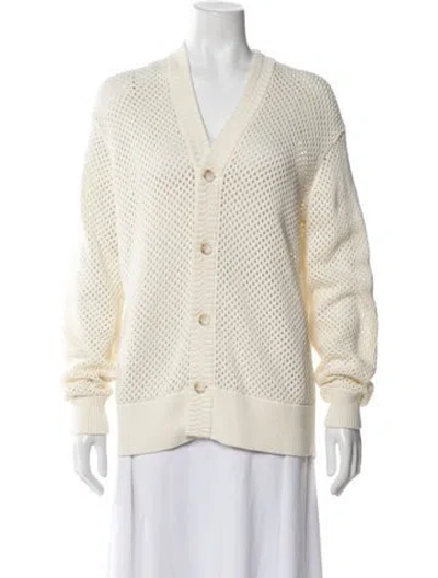 Pre-owned Guest In Residence V-neck Sweater In White