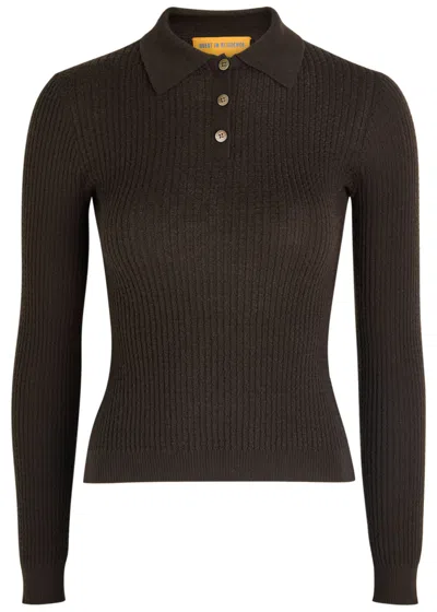Guest In Residence Waffle-knit Cashmere Top In Brown