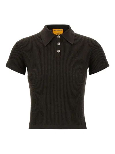 Guest In Residence Waffle-knit Polo Top In Brown